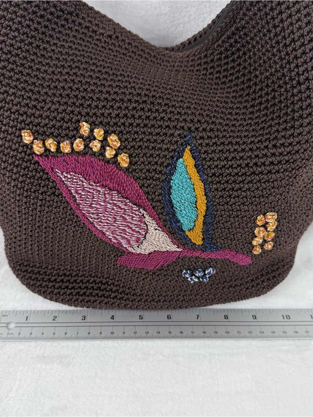 The Sak Sequoia Coffee Leaf Woven Hobo Shoulder Bag Brown Zip Top Purse